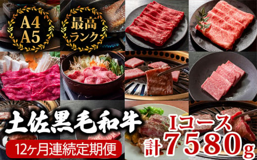 【12回定期便】土佐黒毛和牛 食べ比べ 7580g (計7.5kg以上) | Iコース 厳選 国産 和牛 すき焼き しゃぶしゃぶ ステーキ 焼き肉 お肉 にく 霜降り 牛肉 ウデ肉 うで肉 モモ肉 もも肉 サーロイン リブロース 人気 贈答 ギフト プレゼント 小分け 数量限定 12ヵ月 頒布会 老舗 たけうちミート 高知県 須崎市 TM11000 1464502 - 高知県須崎市