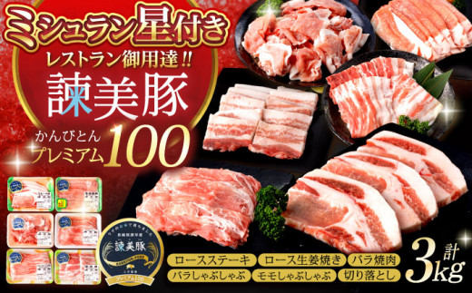 諫美豚プレミアム3kg / 豚肉 ぶたにく ロースステーキ ロース バラ モモ 切り落とし しゃぶしゃぶ 焼肉 冷凍 小分け 食べ比べ / 諫早市 / 株式会社土井農場 [AHAD054] 911663 - 長崎県諫早市