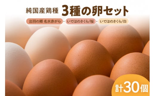 【山形県東根市産】 3種の卵セット【出羽の郷名水赤がら】・【いではのさくら　桜】・【いではのさくら　白】半澤鶏卵 山形 東根 hi071-004