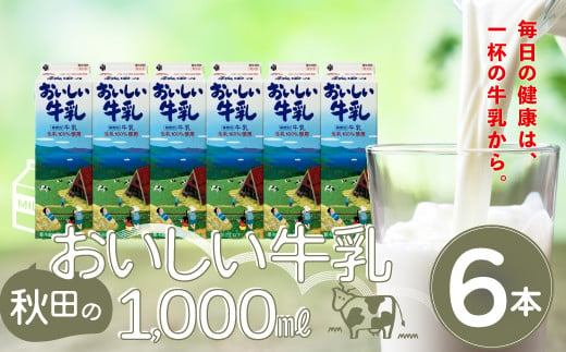 秋田のおいしい牛乳１０００ｍｌ６本セット　45P7802 1468066 - 秋田県大館市