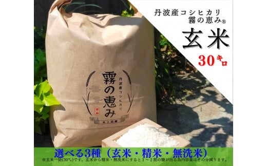 丹波産コシヒカリ 霧の恵み® 玄米30kg