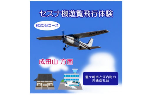 ＜ペア＞セスナ機遊覧飛行体験〈約20分コース〉(フライトD)　龍ケ崎市と河内町の共通返礼品【1538705】