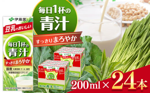 【定期便12回】紙毎日１杯の青汁すっきりまろやか豆乳ミックス200ml　24本入り 伊藤園   | 青汁 豆乳 ジュース ドリンク 飲料 健康 食品 長期常温可能 1ケース 長野県 松本市 ふるさと納税 1466327 - 長野県松本市