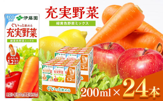 【定期便2回】紙充実野菜緑黄野菜ミックス２００ｍｌ×２４本伊藤園   | 野菜 ジュース ドリンク 飲料 健康 食品 長期常温可能 1ケース 長野県 松本市 ふるさと納税 1466344 - 長野県松本市