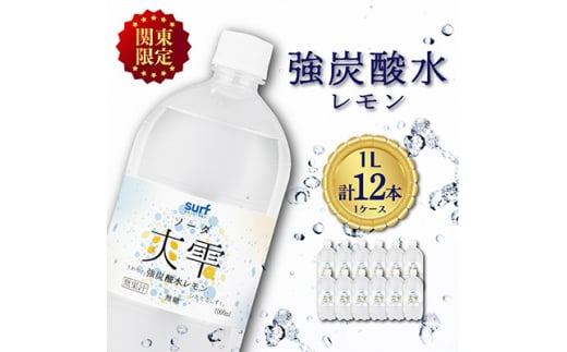 ＜毎月定期便＞＜関東のみお届け＞ 強 炭酸水レモン 1L 12本 計12L サーフ爽雫ソーダ全12回【4055695】 1466908 - 山梨県山梨市