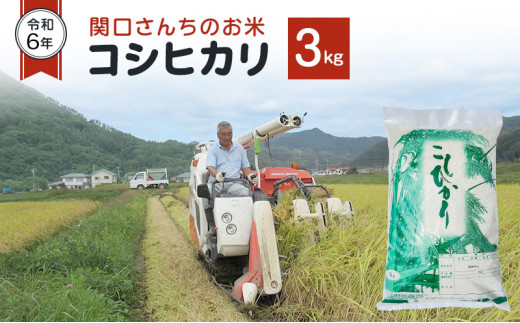 米 令和6年 関口さんちのお米 コシヒカリ 3kg お米 こめ コメ 精米 白米 ご飯 こしひかり 長野 信州 [№5312-0934]