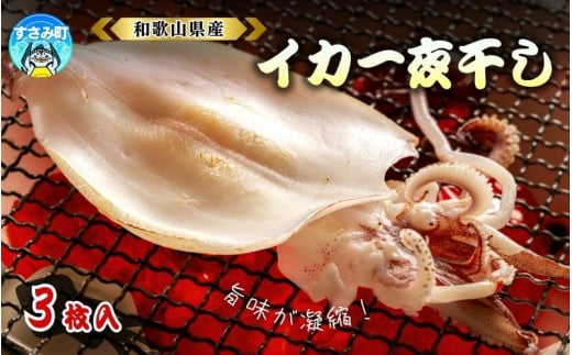 すさみ町産　スルメイカの一夜干し 3枚入り(1匹あたり140g)  / 海鮮 魚介 干物 おつまみ アテ 肴 肉厚 スルメイカ ゲソ 使い切り 冷凍【scp115】 1529462 - 和歌山県すさみ町