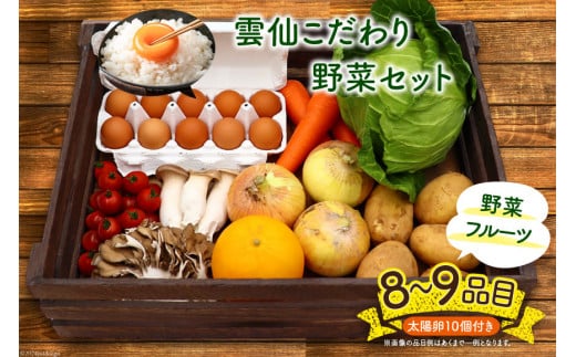 雲仙こだわり野菜セット 野菜・フルーツ8〜9品目＋太陽卵10個 詰め合わせ [吉岡青果 長崎県 雲仙市 item1275] 野菜 フルーツ 卵 セット 旬の野菜