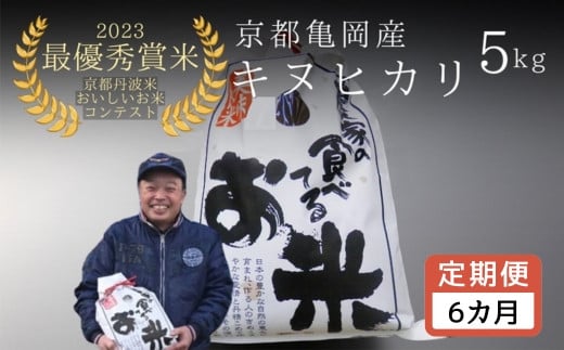 【定期便】令和6年産 最優秀賞受賞米 キヌヒカリ 5kg×6回 計30kg【京都丹波米おいしいお米コンテスト】入賞（最優秀賞） ｜ 米 コメ 白米 京都 丹波 きぬひかり 数量限定