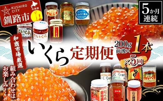 【5か月連続定期便】和商市場厳選 いくら定期便 200g×1本 鮭 秋鮭 鮭卵 魚卵 イクラ いくら丼 贅沢 ご飯のお供 和商 和商市場 勝手丼 海鮮 小分け セット F4F-5194 1479628 - 北海道釧路市