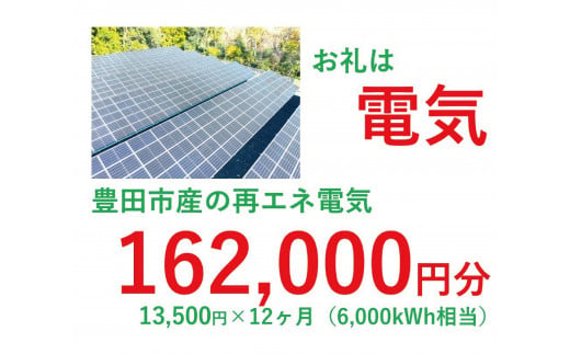 おいでんのでんき6,000kWh相当（162,000円分　毎月13,500円分×12ヶ月）【定期便：全12回】 1468470 - 愛知県豊田市