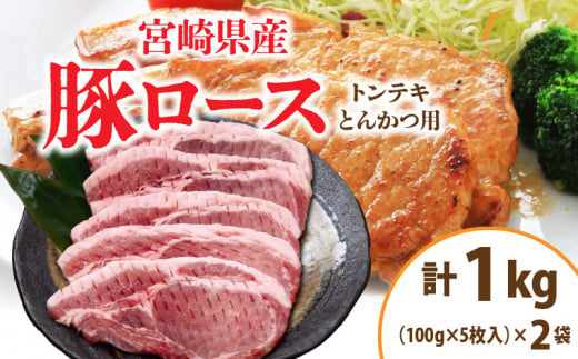 宮崎県産 豚ロース (トンテキ・とんかつ用) 計1kg 肉 豚肉 ポーク 国産 食品 万能食材 真空パック 簡単調理 おかず お弁当 おつまみ 豚丼 焼肉 炒め物 カレー ステーキ おすすめ ご褒美 お祝い 記念日 日南市 送料無料_BC97-24 1471498 - 宮崎県日南市