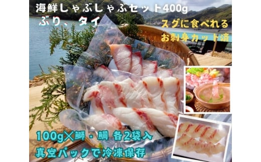 （冷凍） タイ ブリ カット済 海鮮 しゃぶしゃぶ 100g 各 2袋 計 400g ／ 伊勢志摩 城水産 まだい 真鯛 鰤 天然 スライス のっけ丼 お茶漬け 海鮮丼 豪快丼 産地直送 1477052 - 三重県南伊勢町