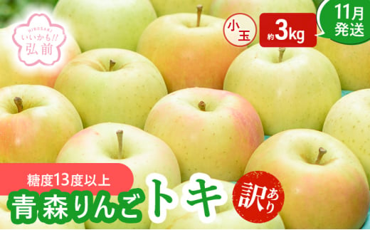 りんご 【 11月発送 】( 糖度13度以上 ) 訳あり トキ 小玉りんご 約 3kg 【 弘前市産 青森りんご 】 1471677 - 青森県弘前市