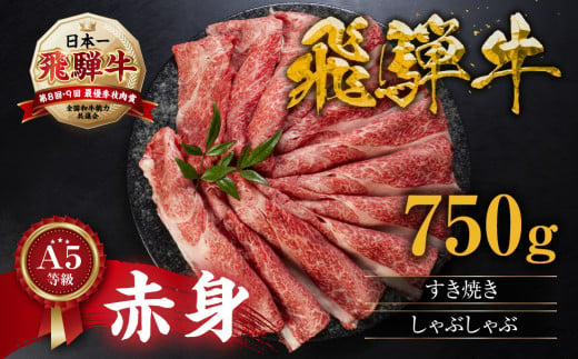 [ A5等級 ] 飛騨牛 赤身 すき焼き しゃぶしゃぶ 用 スライス 750g あかみ 牛肉 すき焼き すき焼き肉 赤身 すきやき 小川ミート 本巣市 お肉 にく 鍋 年末 正月 使いたい ブランド 肉 リピート 30000円 3万円『モモ・カタ肉』[mt1050]