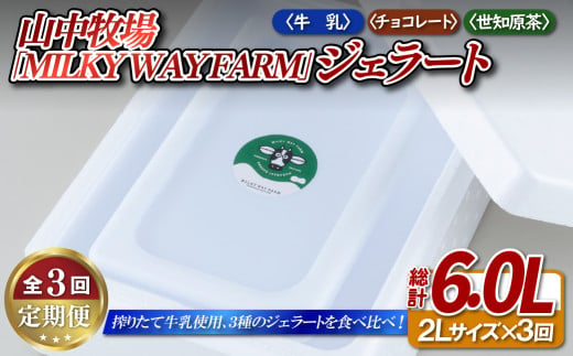 F188　《定期便》山中牧場「MILKY WAY FARM」ジェラート 業務用(２L)サイズ〈３種食べ比べ〉【３回お届け】