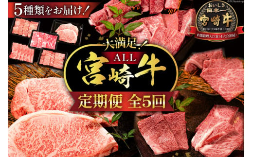 牛肉 定期便 5回 宮崎牛 バラエティCコース 計 2.1kg [ミヤチク 宮崎県 日向市 452061038] セット 小分け 冷凍 焼肉 モモ ロース ステーキ ウデ スライス 牛肩ロース 1472082 - 宮崎県日向市