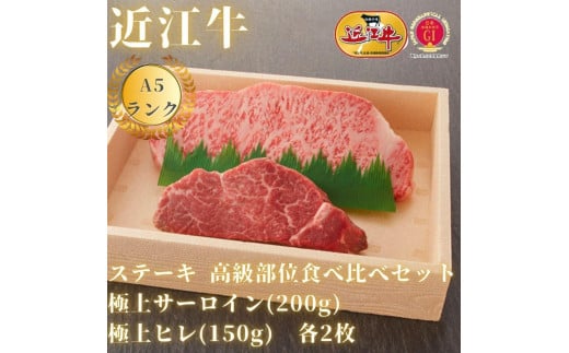 【近江牛A5ランク】ステーキ 高級部位食べ比べセット サーロイン(200g)×ヒレ(120g) 各2枚 919065 - 滋賀県滋賀県庁