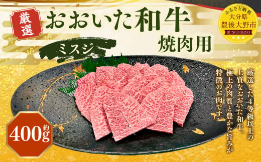 173-1153 おおいた和牛 ミスジ 焼肉（約400g） 牛肉 肉 お肉 1471445 - 大分県豊後大野市