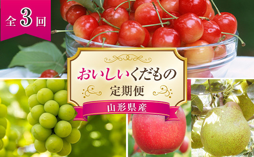 【令和7年産先行予約】 《定期便3回》 おいしいくだもの定期便 『最上屋』 旬 果物 フルーツ 定期便 食べ比べ さくらんぼ ぶどう 西洋梨 洋なし りんご 佐藤錦 シャインマスカット ラ・フランス ふじ 山形県 南陽市 [995-R7] 525192 - 山形県南陽市