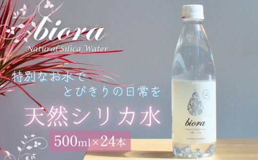 biora天然シリカ水 500ml×24本 天然水 水 飲料水 シリカ シリカ水 軟水 ミネラル ミネラルウォーター 美容 美容飲料 健康 大分県 九州 玖珠町 採水 安全 含有量72mg 硬度43.1 備蓄 防災 含有量 吸収率 継続 効率 天然 シリカ成分 804701 - 大分県玖珠町