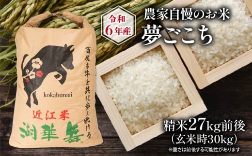 令和6年産 新米 農家自慢のお米 夢ごこち 精米 約27kg ( 2024年産 白米 お米 産地直送 農家直送 送料無料 滋賀県 竜王 ふるさと納税 ) 1096982 - 滋賀県竜王町