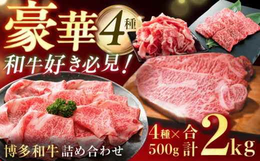 博多和牛堪能セット 各500g（切り落とし・焼肉用・しゃぶすき用・サーロインステーキ）牛肉 博多和牛 肉 ステーキ 焼肉 焼き肉 サーロイン しゃぶしゃぶ すき焼き 切り落とし 惣菜 広川町 / 株式会社MEAT PLUS [AFBO102] 1529600 - 福岡県広川町