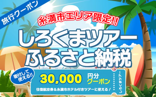 【糸満市】しろくまツアー で利用可能な WEB旅行クーポン (3万円分）ホワイト・ベアーファミリー クーポン 30000円 電子チケット ツアー 旅行 ホテル 航空券 パッケージツアー 沖縄県 沖縄旅行 沖縄 宿泊 ツアー予約 チケット クーポン 金券 旅行券 1175587 - 沖縄県糸満市