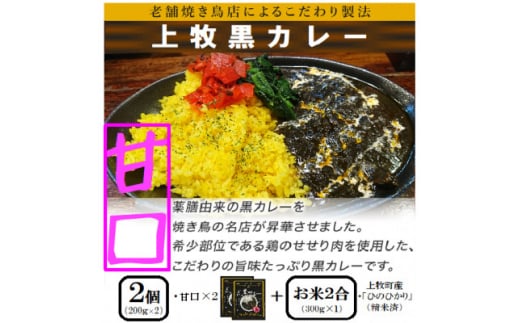 ＜ご当地カレー＞上牧黒カレー(甘口)2個+地元米(ひのひかり)2合をセット【1446983】 2004373 - 奈良県上牧町