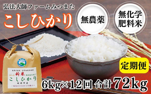 【定期便12回】令和6年度産 新米 こしひかり 6㎏（合計72kg）〈弘法大師ファームみつまた〉 1478008 - 福井県越前市