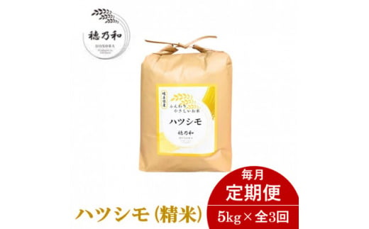 ＜毎月定期便＞岐阜県産ハツシモ(精米)5kg全3回【4056252】 1478388 - 岐阜県羽島市