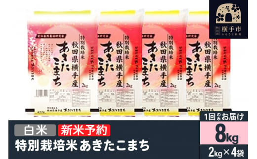 【令和6年産新米予約】【白米】特別栽培米あきたこまち 8kg（2kg×4袋） 1022784 - 秋田県横手市