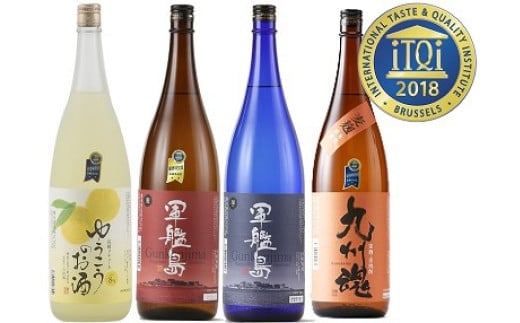 2018年受賞 焼酎 飲み比べ セット 各1.8L 計4本 ／ 麦焼酎 芋焼酎 アルコール お酒 霧氷酒造 1477431 - 長崎県長崎市