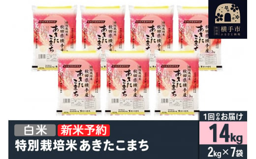 【令和6年産新米予約】【白米】特別栽培米あきたこまち 14kg（2kg×7袋） 1022786 - 秋田県横手市