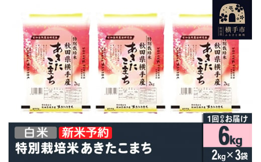 【令和6年産新米予約】【白米】特別栽培米あきたこまち 6kg（2kg×3袋） 1022782 - 秋田県横手市