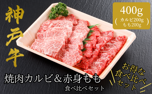 赤身（もも）とカルビ（バラ）の焼肉食べ比べセットです。