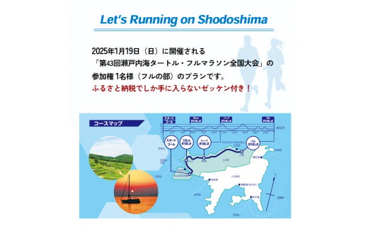 第43回瀬戸内海タートル・フルマラソン全国大会参加権 1名様（フルの部） マラソン 瀬戸内 小豆島 フル 参加権 タートルマラソン 土庄 -  香川県土庄町｜ふるさとチョイス - ふるさと納税サイト