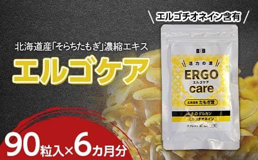 エルゴケア 90粒入×6袋(6ヶ月分) エルゴチオネイン βグルカン含有 タモギダケ タモギ茸 たもぎ茸 NP1-472