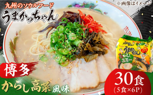 うまかっちゃん 博多 からし高菜風味 30食 (5袋×6パック) ラーメン とんこつ 乾麺 インスタント 袋麺 からし 高菜 らーめん 麺 油揚げ麺 即席めん 広川町 / 亀井通産（株） [AFAR015] 1250935 - 福岡県広川町