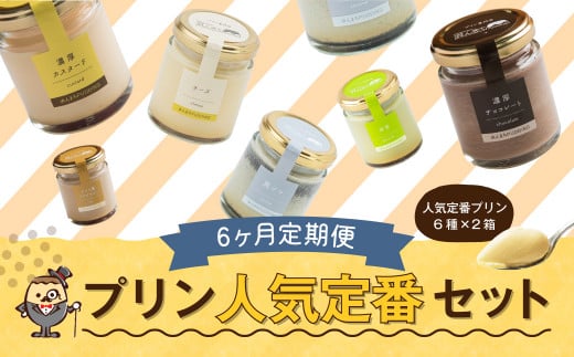 【6回定期便】 浜んまちPUDDING 人気 定番 プリン 6種の2箱セット （通常紙箱） スイーツ お菓子 おやつ 詰め合わせ 1411843 - 長崎県時津町