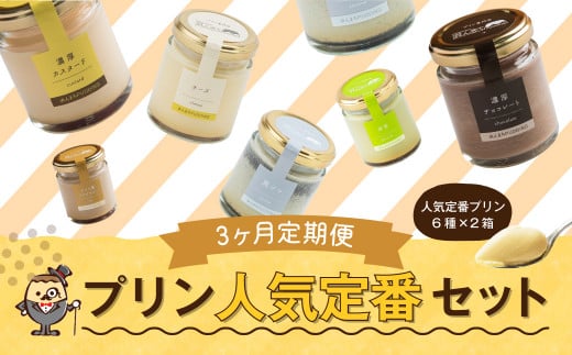 【3回定期便】 浜んまちPUDDING 人気 定番 プリン 6種の2箱セット （通常紙箱） スイーツ お菓子 おやつ 詰め合わせ 1411842 - 長崎県時津町