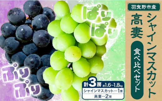 【2025年先行予約】シャインマスカット 1房＆高妻 2房 計3房セット 約1.6kg~1.8kg 麻野農園 《2025年8月上旬-9月上旬頃出荷》 大阪府 羽曳野市 ぶどう 果物 フルーツ 葡萄 シャインマスカット 高妻 種なしぶどう 1487029 - 大阪府羽曳野市