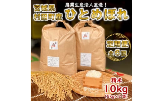 ＜毎月定期便＞＜数量限定＞宮城県村田町産ひとめぼれ 精米 10kg(5kg×2袋)全6回【4056515】