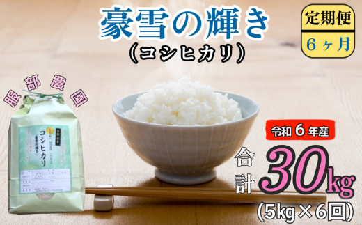 【令和6年産】服部農園の「豪雪の輝き」定期便5kg×6回 (6-46A) 1484724 - 長野県飯山市