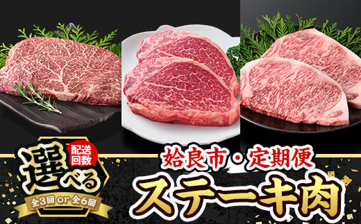 a969 [コラボ定期便!選べる配送回数]姶良市おすすめ!ステーキ肉定期便(全3回・全6回)[水迫畜産・財宝]姶良市 コラボ こらぼ 国産 鹿児島産 お肉 肉 牛肉 ステーキ 冷凍 ランプ シャトーブリアン サーロイン