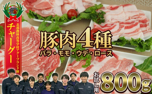 【2024年12月順次発送】チャ―グー4種食べ比べ800g（200g×4P） 沖縄 チャーグー アグー ブランド豚 旨み ジューシー ヘルシー 沖縄料理 しゃぶしゃぶ ステーキ ロースカツ バラ モモ ウデ ロース 豚肉 人気 高校生 小分け 豚しゃぶ