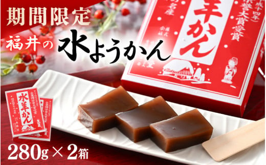 【先行予約】 【期間限定】 福井の水ようかん 280g×2箱 【2024年11月上旬以降順次発送予定】 【水羊羹 羊羹 あん 餡子 こし餡 和菓子 和スイーツ お菓子 デザート 冬の味覚】 [A-12825]