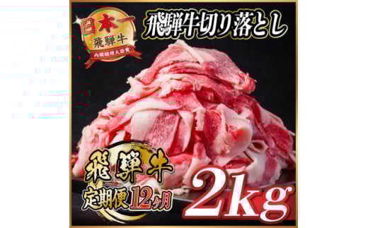 ＜毎月定期便＞飛騨牛　切り落とし　約2kg＜冷蔵便＞全12回【4055091】 1440898 - 岐阜県羽島市