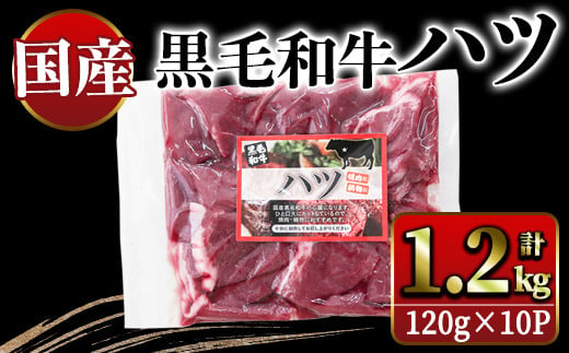 2632 国産黒毛和牛ハツ　1.2㎏【国産 鹿児島県産 牛 牛肉 ハツ ホルモン 焼肉 黒毛和牛 冷凍 小分け】 1490007 - 鹿児島県鹿屋市