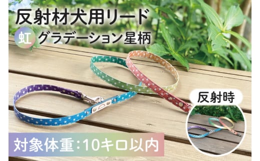 40-04 オリジナル反射材の犬用リード(虹グラデーション星柄)【10kg用】【散歩 愛犬 夜散歩 阿見町 茨城県】 699640 - 茨城県阿見町